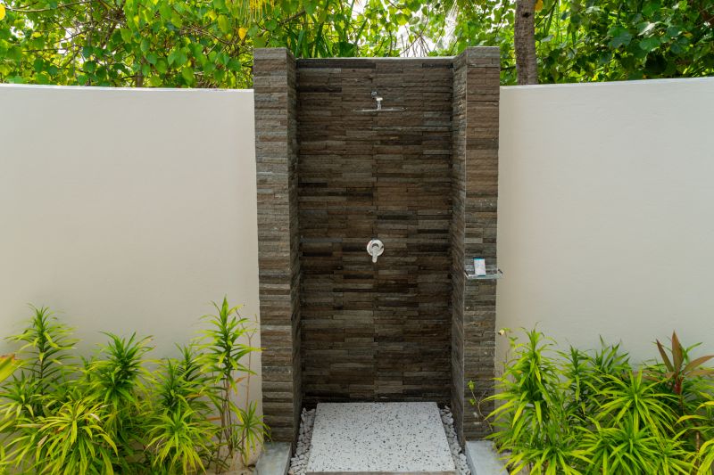 Open Concept Shower with Natural Stone